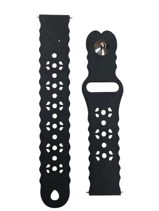 Amazon Accessories - Black Smartwatch Band 20mm Silicone Floral Laser Cut Tech Watch Accessories